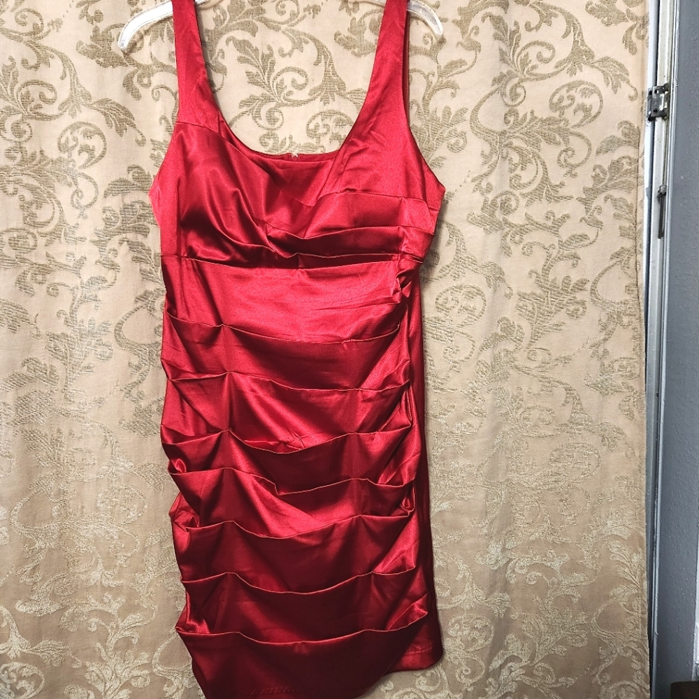 Elegant Red Sleeveless Pleated Dress Sz 16 Devil Halloween Costume